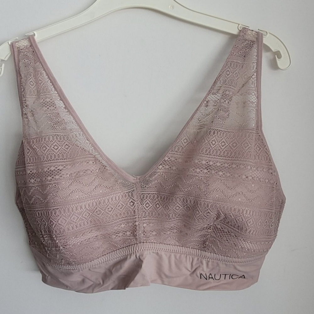 2X Blush Pink Nautica Plus Size Lace Bralette Bra Intimates Women's EUC 2X Bra